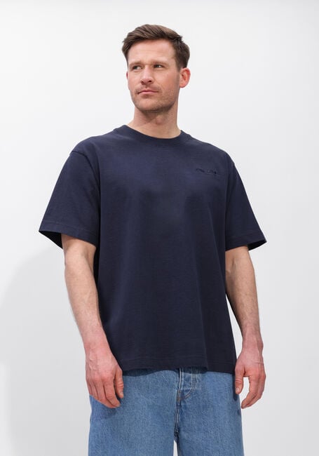 Donkerblauwe OLAF HUSSEIN T-shirt RIPSTOP APPLIQUE RELAXED TEE - large