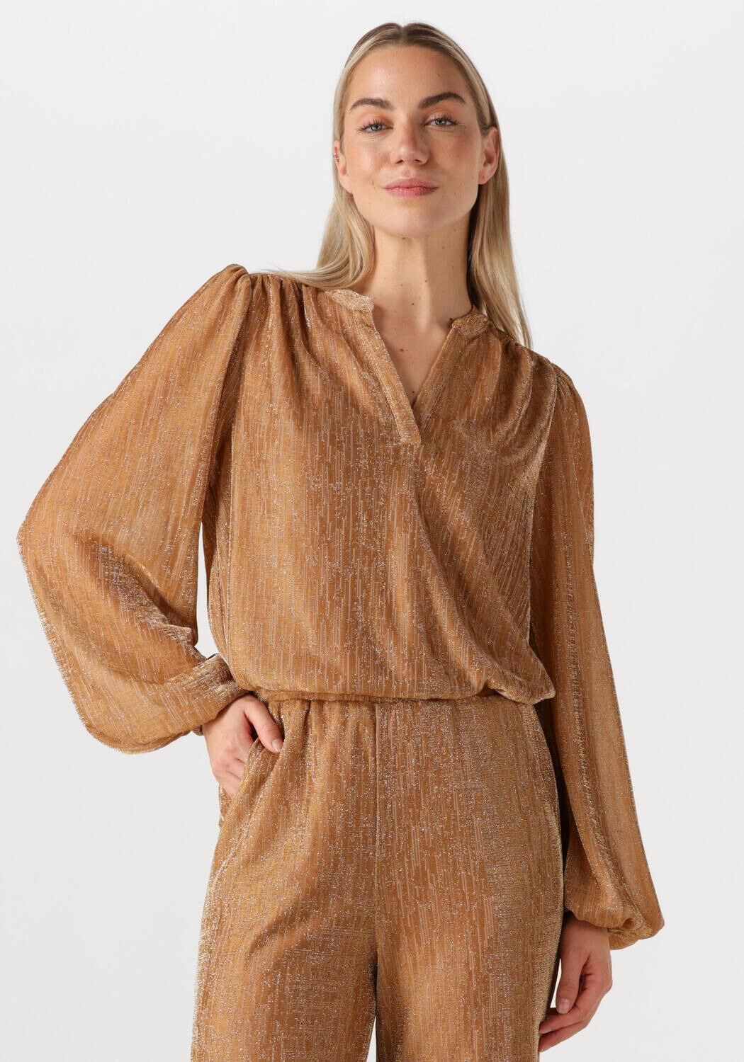 Amaya Amsterdam Blouse Dames Mary, Maat: L, Kleur: Goudkleurig