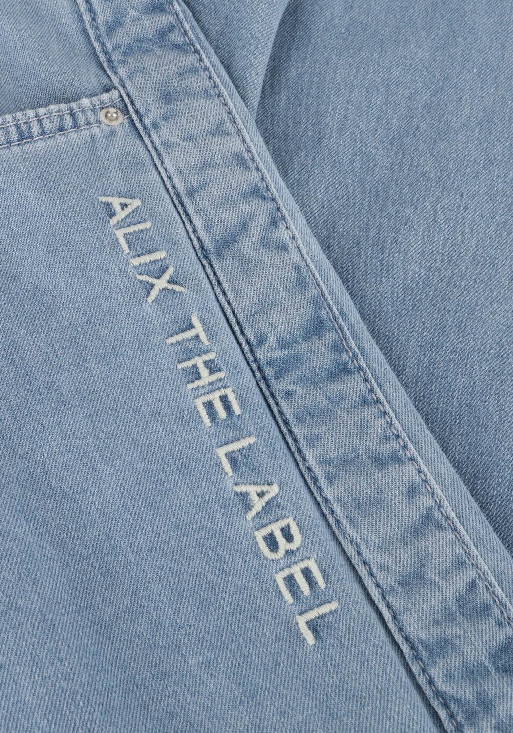 Lichtblauwe ALIX THE LABEL Straight leg jeans LADIES WOVEN CHAMBRAY DENIM PANTS - large
