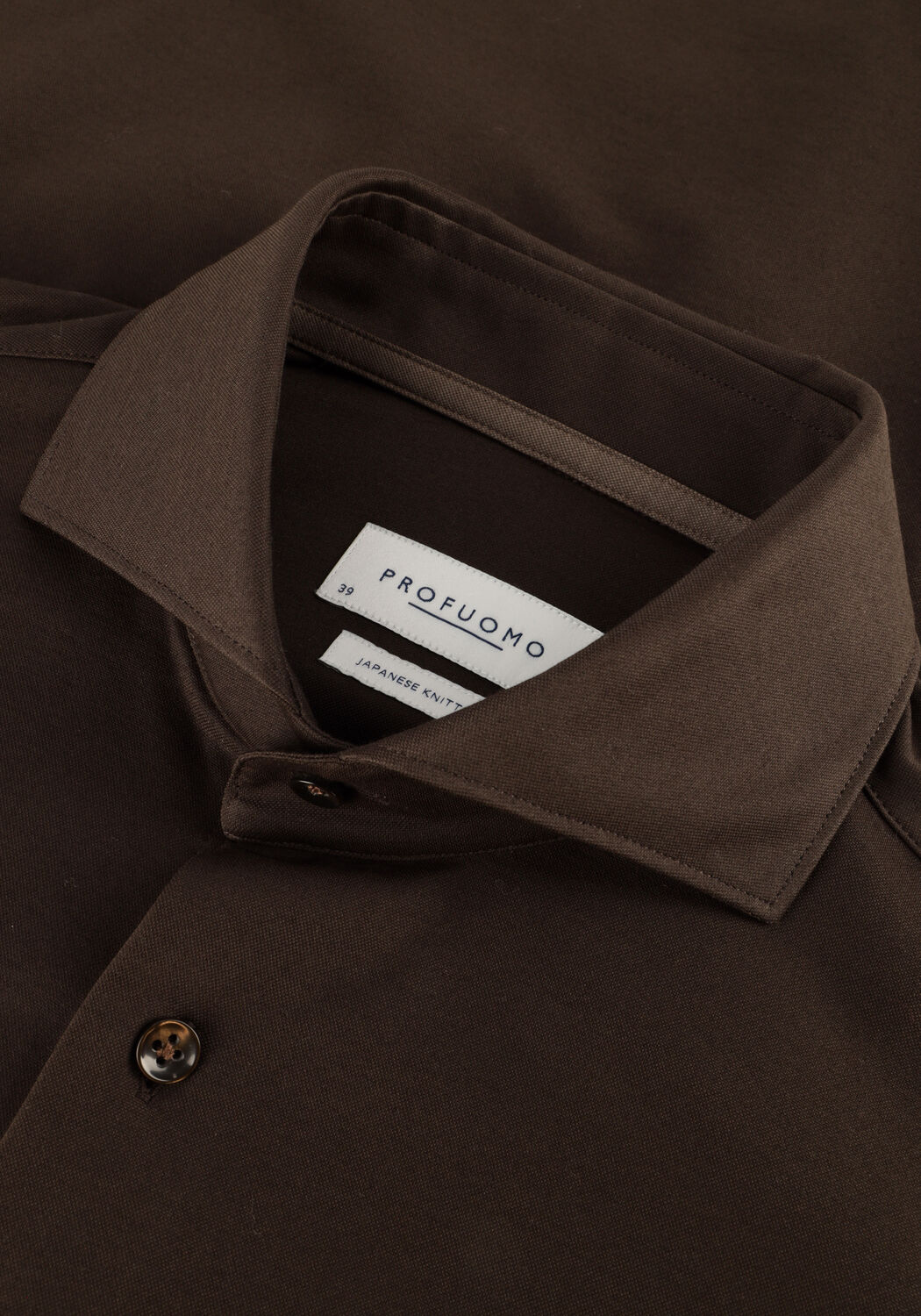 Bruine PROFUOMO Klassiek overhemd SHIRT X-CUTAWAY SF JAPANESE KNITTED - large