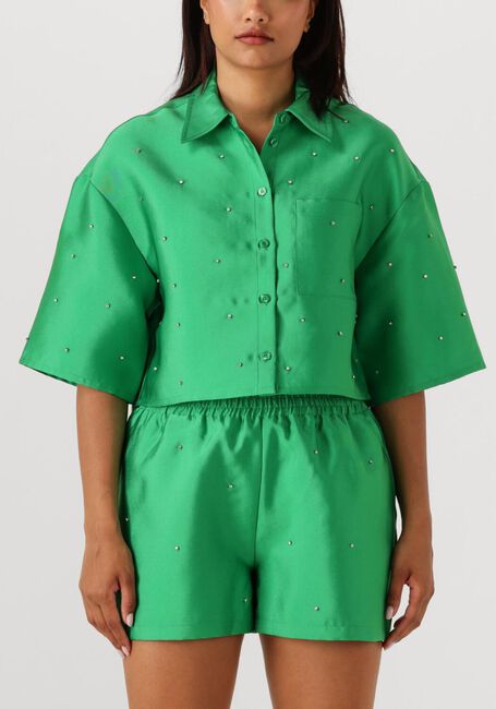 Groene ALIX THE LABEL Blouses LADIES WOVEN EMBELLISHED SATIN BLOUSE - large