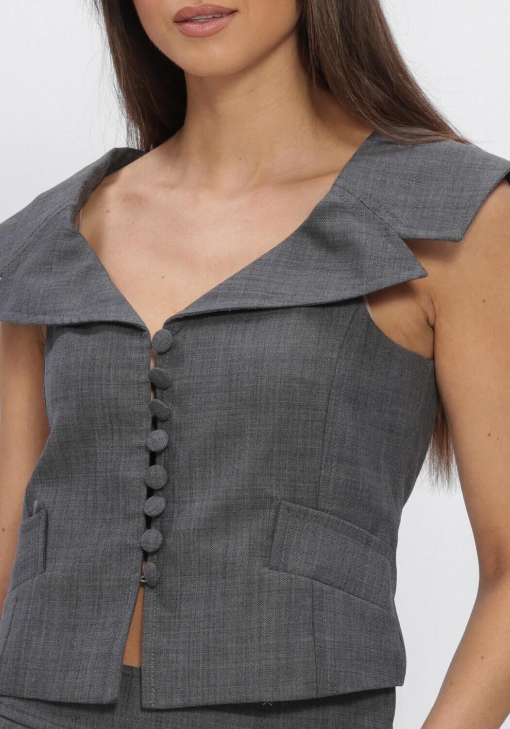 Grijze GANNI Top WOOL MELANGE SUITING VEST - large