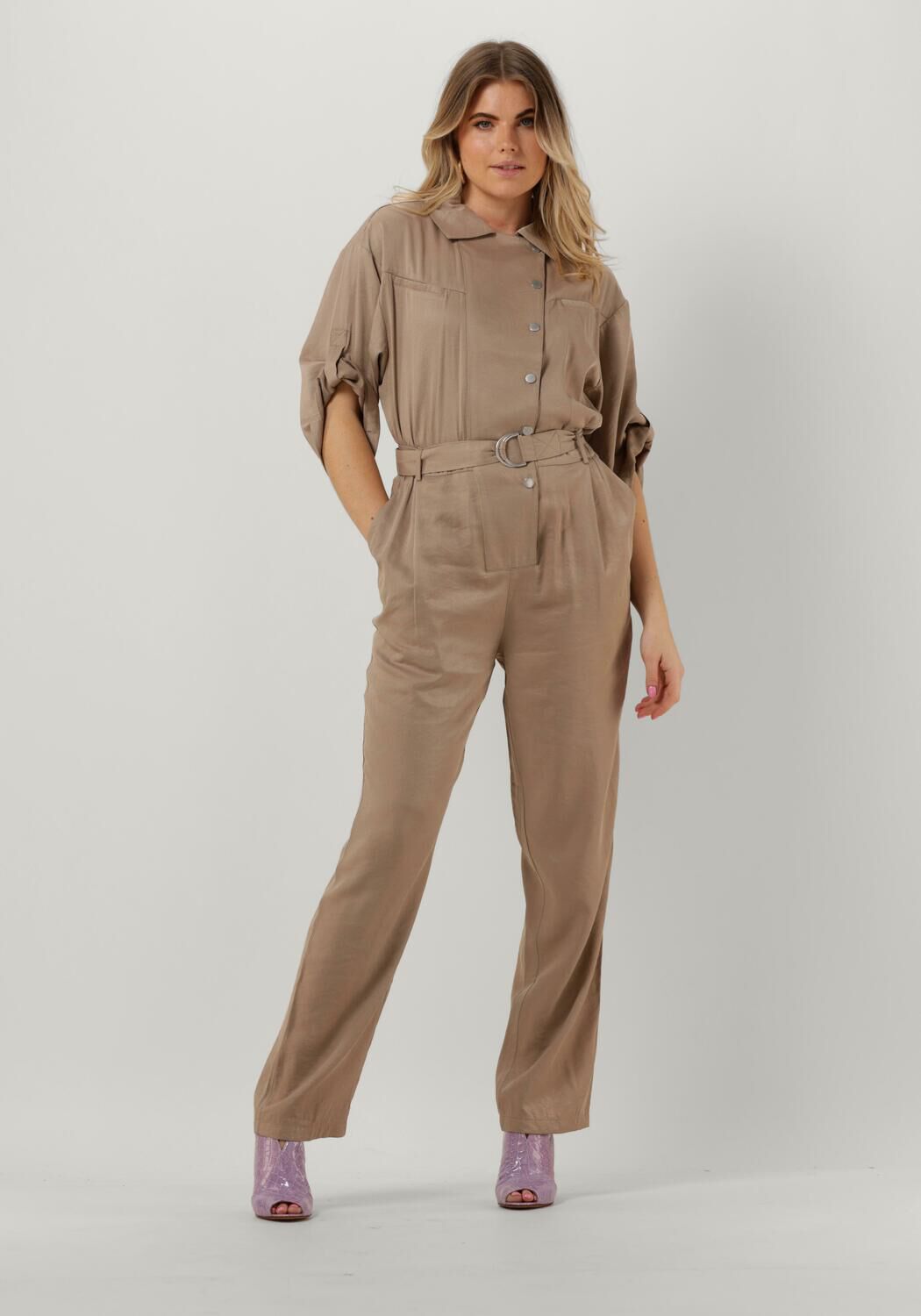 AAIKO Jumpsuit Dames Nadina Vis 510, Maat: L, Kleur: Beige