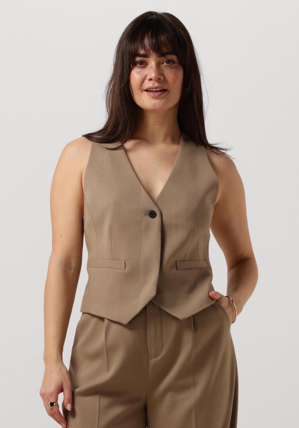 Copenhagen Muse Gilet Dames Cmtailor-waistcoat, Maat: L, Kleur: Camel