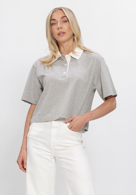Lichtgrijze CLOSED Tops & T-shirts CROPPED RUGBY SHIRT - large