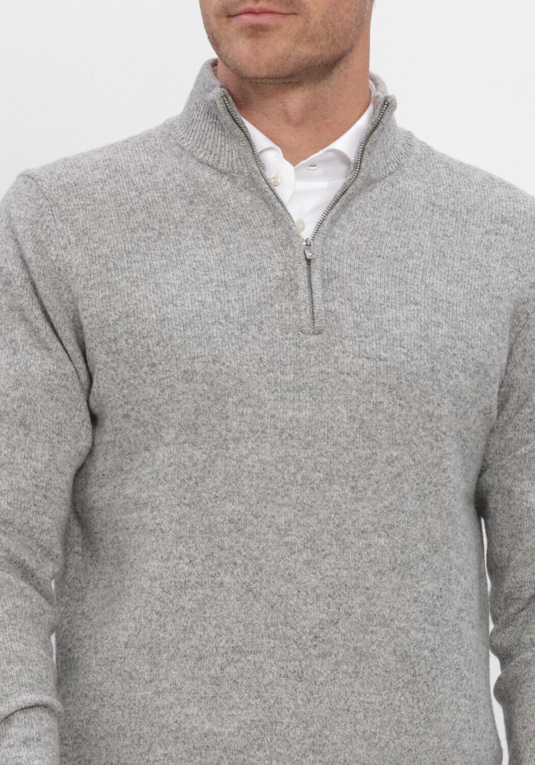 Lichtgrijze PROFUOMO Trui PULLOVER HALF ZIP 80/20 - large