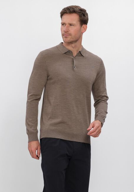 Taupe PROFUOMO Trui POLO LS EXTRAFINE MERINO - large