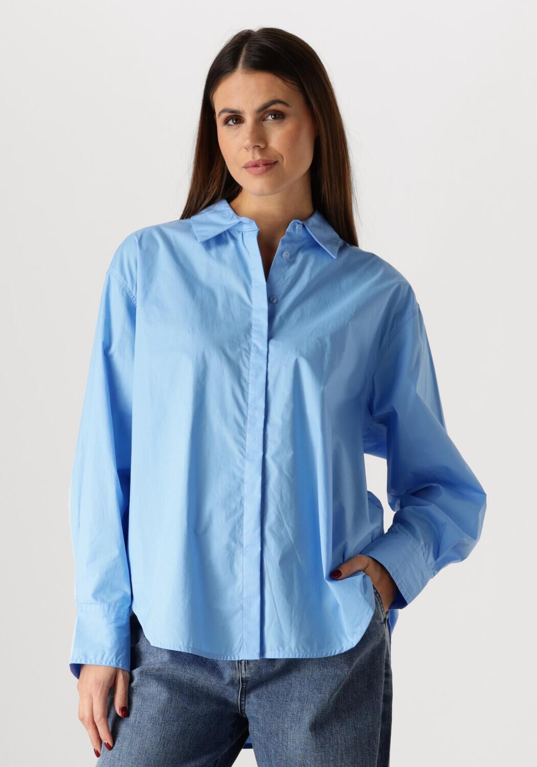 Copenhagen Muse Blouse Dames Cmpoplin-shirt, Maat: M/L, Kleur: Blauw