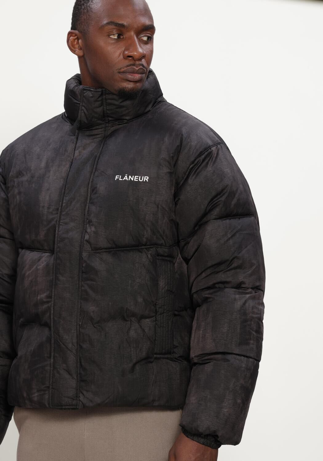 Zwarte FLANEUR Gewatteerde jas LOGO PUFFER JACKET - large