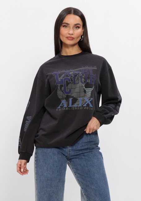 Zwarte ALIX THE LABEL Top LADIES KNITTED LABEL CLUB LONGSLEEVE T-SHIRT - large