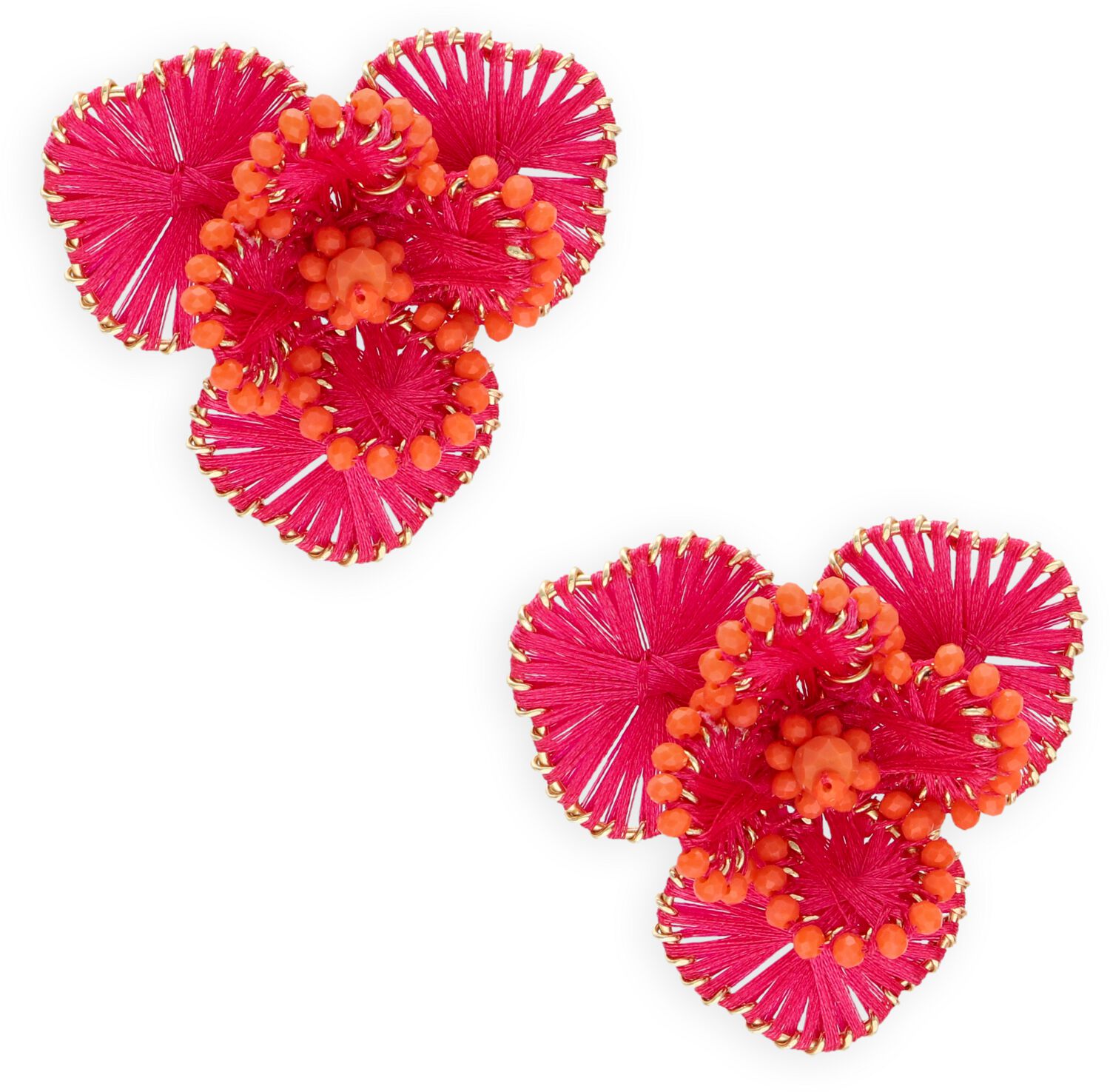 LOTT. gioielli Oorbellen Dames Flower Earring L, Materiaal: Textiel, Kleur: Roze afbeelding 1