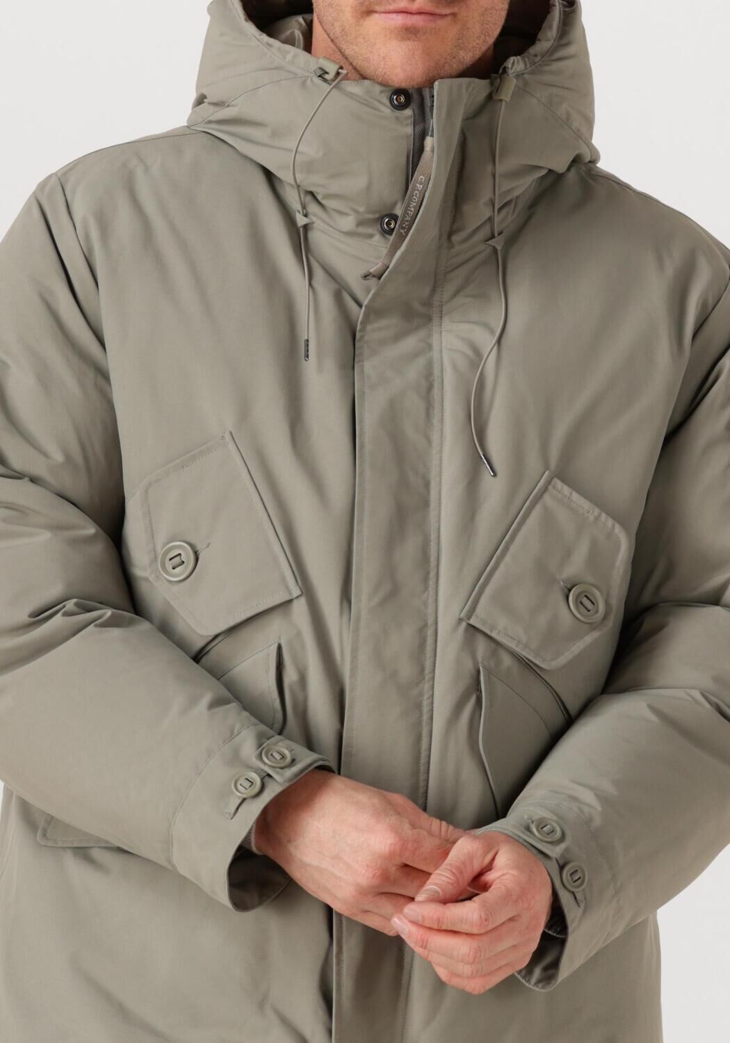 Khaki CP COMPANY Parka's LONG JACKET IN MICRO M RECYCLED - large