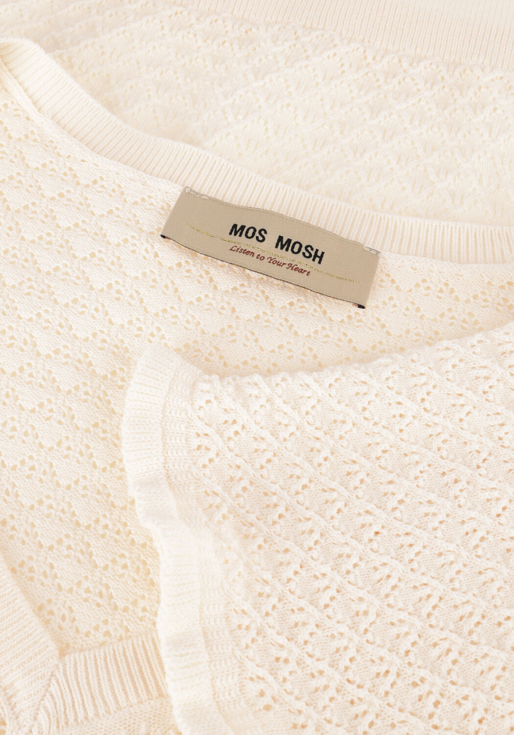 Ecru MOS MOSH Top MMGANNA PATTERN V-NECK KNIT - large