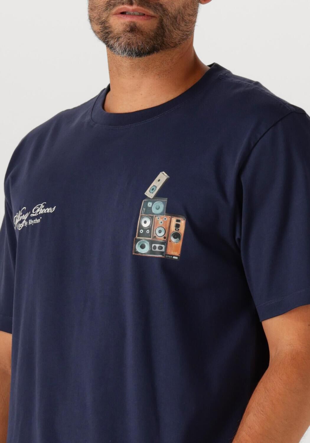Donkerblauwe FILLING PIECES T-shirt T-SHIRT SPEAKER WALL - large