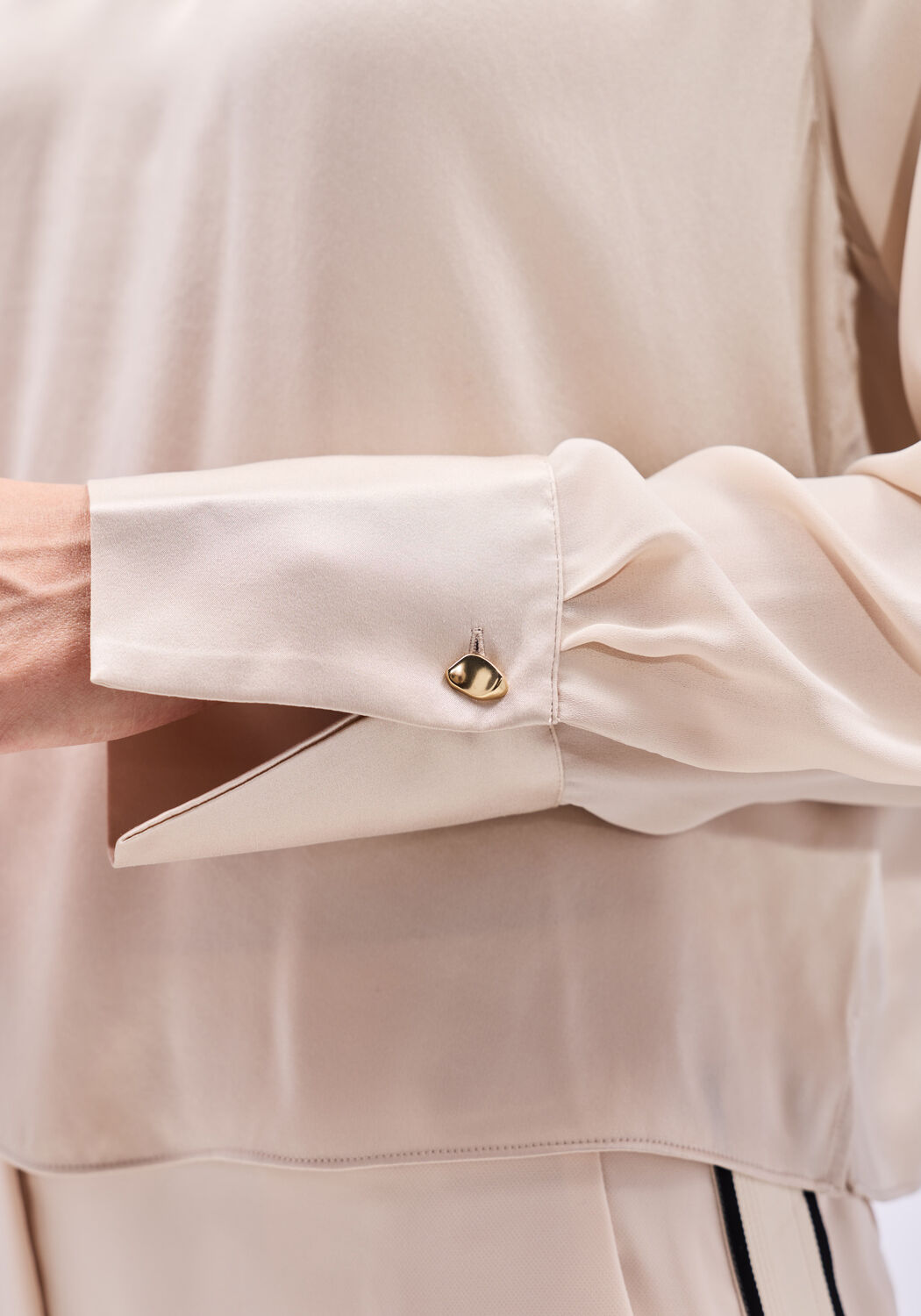 Beige DANTE6 Blouses ESTELA SILK MIXED TOP - large