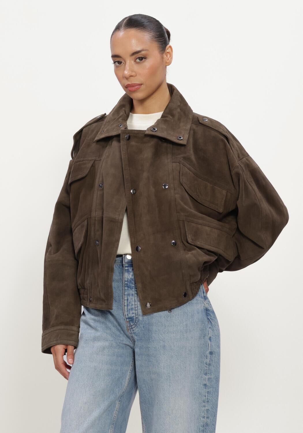 Bruine ALTER EGO Jack HOLLY SUEDE JACKET - large