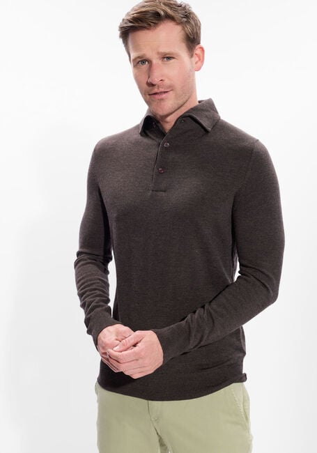 Bruine LEURINK KNIT Polo POLO HIDDEN BUTTON DOWN - large