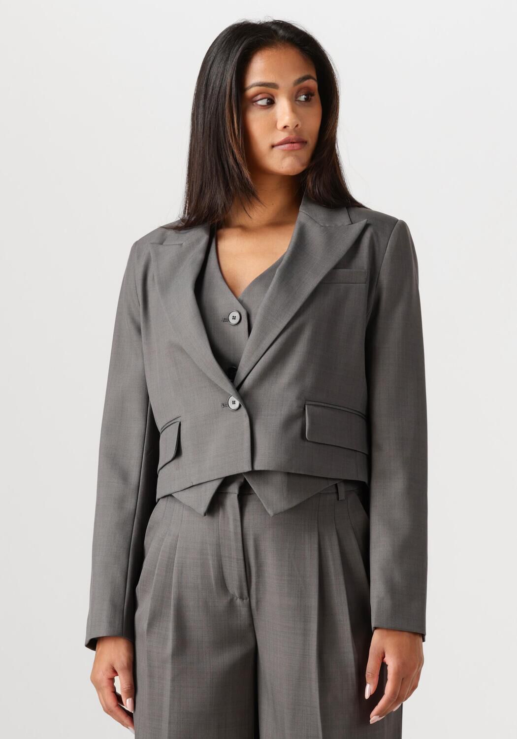 Co'Couture Blazer Dames Liane Blazer, Maat: L, Kleur: Donkergrijs afbeelding 1