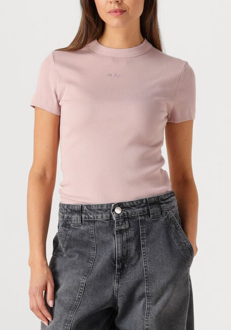 Paarse OLAF HUSSEIN T-shirt ESSENTIEL WASHED TEE - large