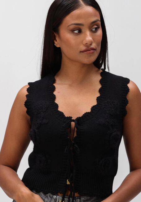 Zwarte GANNI Tops & T-shirts COTTON CASHMERE CROCHET APPLIQUE VEST - large