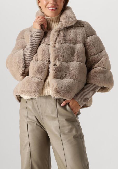 Beige ALTER EGO Faux fur jas ROXY - large