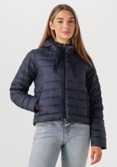 Donkerblauwe WOOLRICH Leren jas QUILTED HOODED JACKET - large