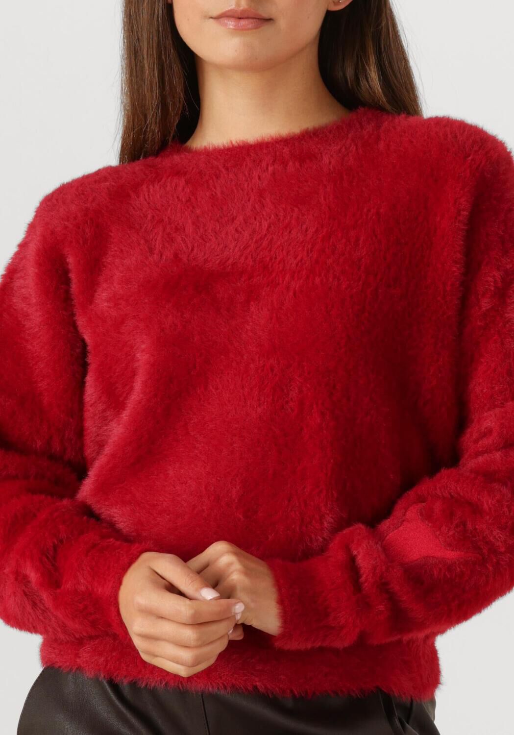 Rode ALIX THE LABEL Trui LADIES KNITTED MOHAIR PULLOVER - large