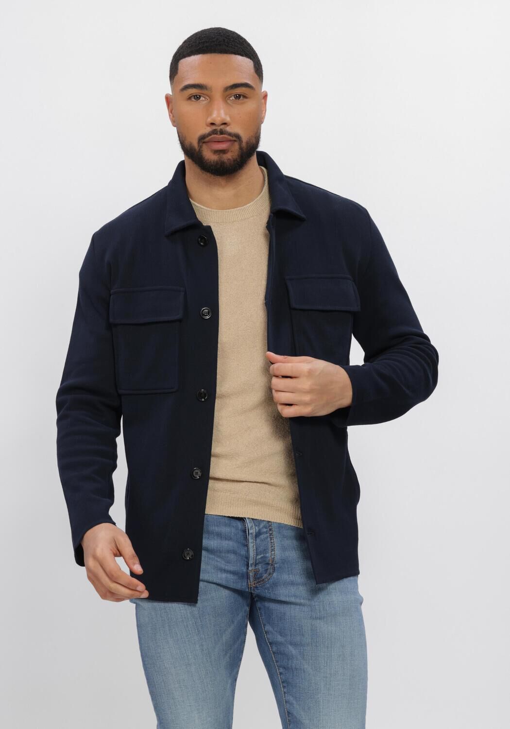 Donkerblauwe LARDINI Overshirts KNIT JACKET - large