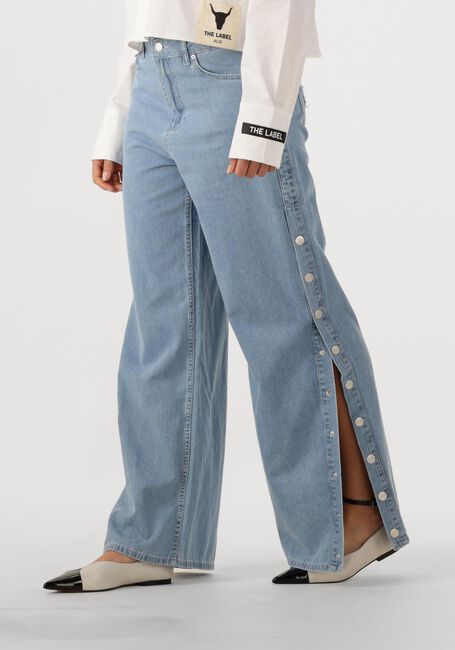 Lichtblauwe ALIX THE LABEL Straight leg jeans LADIES WOVEN CHAMBRAY DENIM PANTS - large