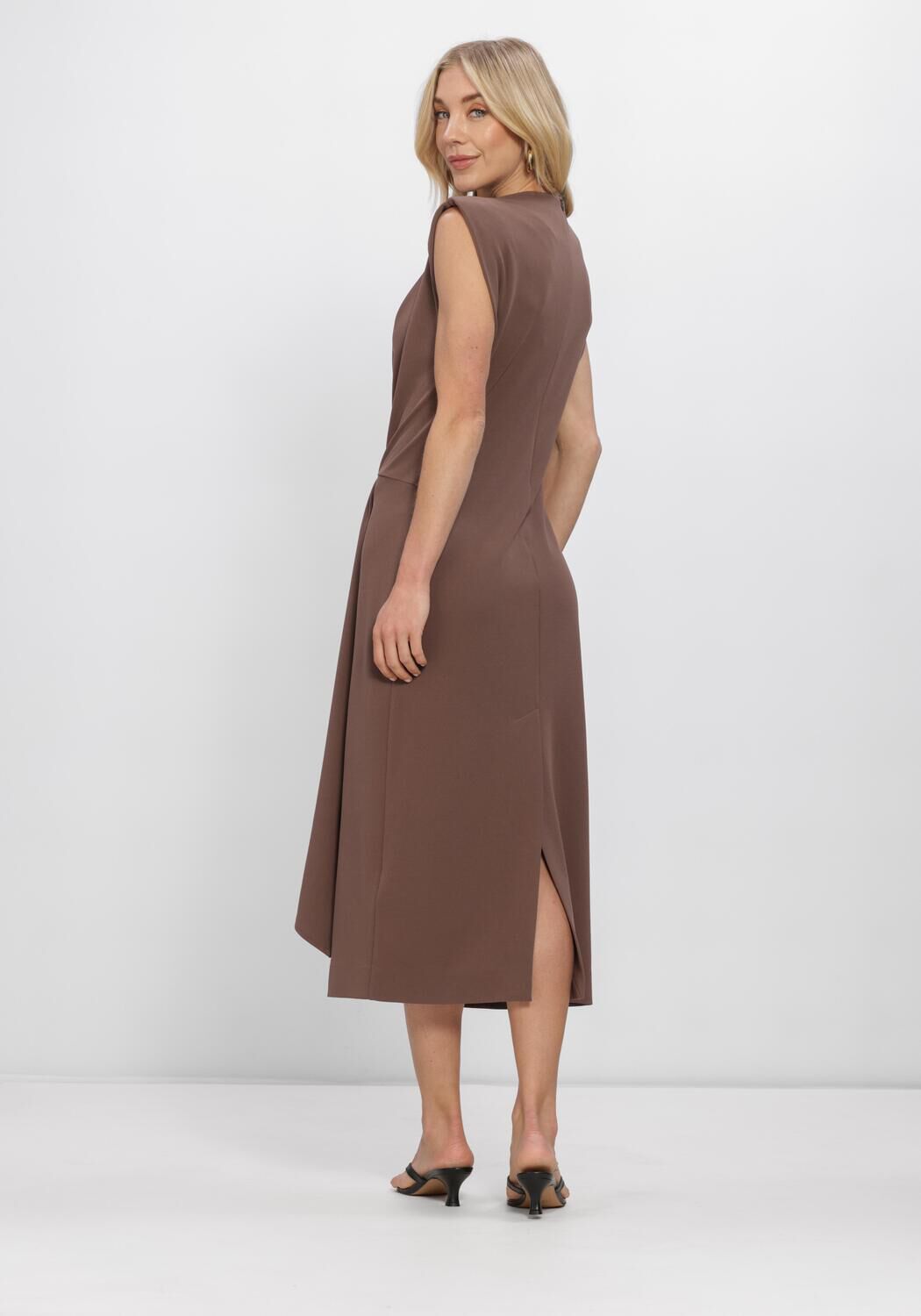 Bruine CO'COUTURE Midi jurk FALCONCC PLEAT DRESS - large