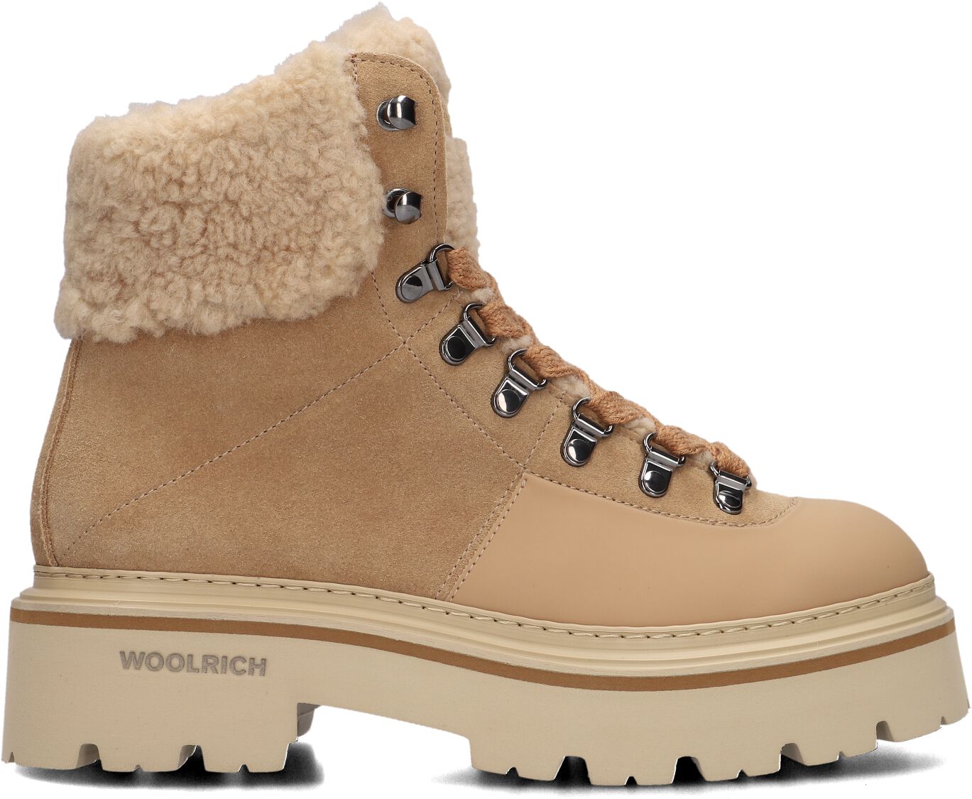Woolrich Veterboots Dames Sheepskin High Logger Gum, Maat: 37, Materiaal: Suède, Kleur: Bruin