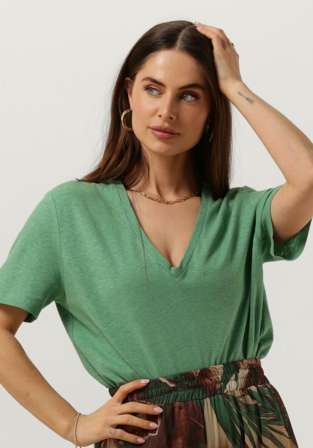 Access Top Dames Short-sleeve V Blouse, Maat: S, Kleur: Groen