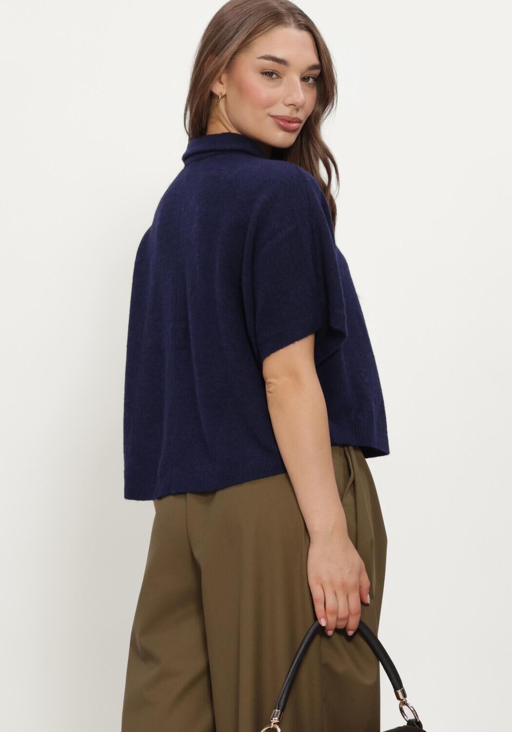 Donkerblauwe RUBY TUESDAY Truien/vesten VELYA KNITTED COLL TOP - large