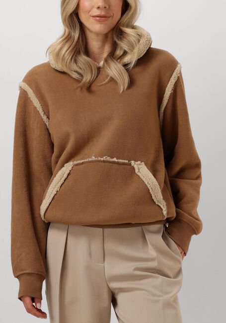 Cognac UGG Truien/vesten HOODED SWEATSHIRT WITH FAUX SHEARLING TR - large