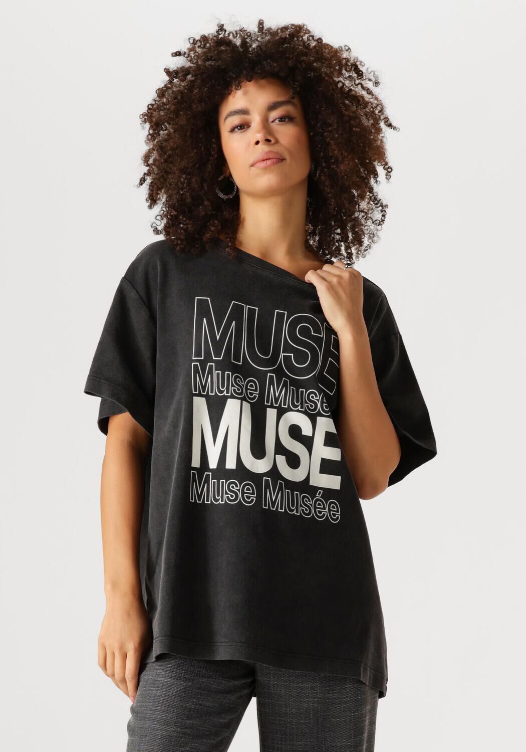 Copenhagen Muse T-Shirt Dames Cmmuse-logo-tee, Maat: M/L, Kleur: Zwart