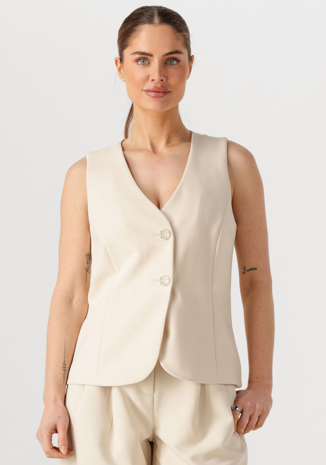 Co'Couture Gilet Dames Volacc Curve Vest, Maat: M, Kleur: Ecru afbeelding 1