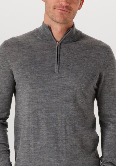 Grijze PROFUOMO Trui PULLOVER HALF ZIP MERINO - large