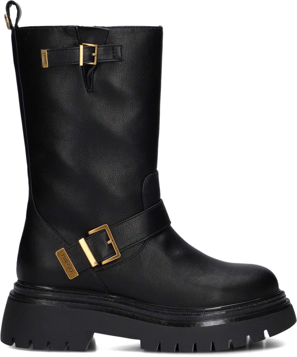 Twinset Milano Biker Boots Dames 242tcp040, Maat: 38, Materiaal: Leer, Kleur: Zwart