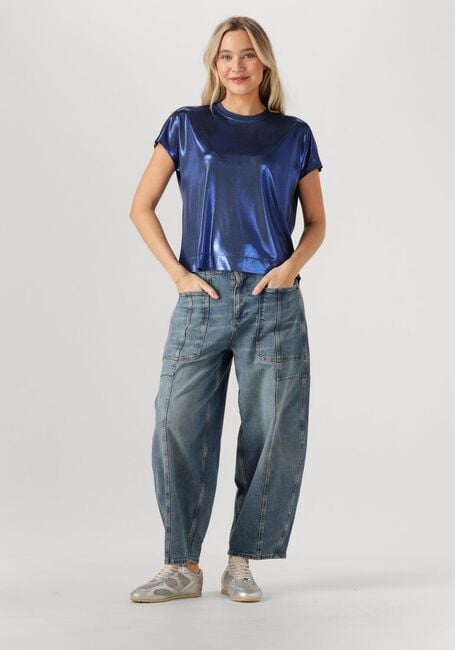 Blauwe MOS MOSH Top MMNIVOLA O-NECK METALLIC TEE - large