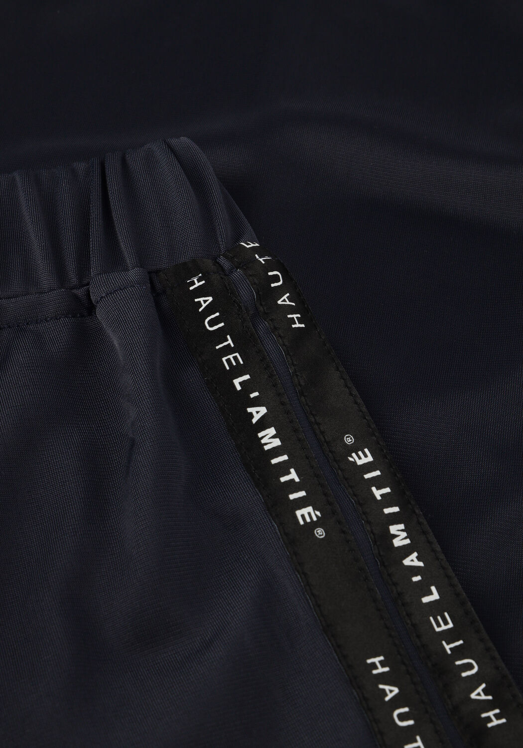 Donkerblauwe HAUTE L'AMITI&Eacute; Wijde broek LOGO TAPE TRACK TALL PANT - large