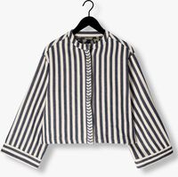 Ecru SUMMUM Jack SHORT ROUND NECK STRIPE JACKET Ecru SUMMUM Jack SHORT ROUND NECK STRIPE JACKET - medium