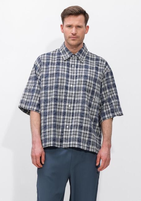 Blauwe NEW AMSTERDAM SURF ASSOCIATION Casual overhemd WIJK SHIRT SHORT SLEEVES BLEACHES CHECK - large