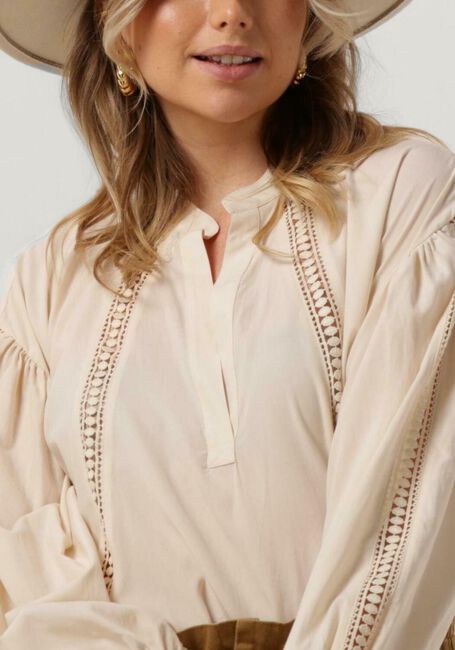 Witte SUMMUM Blouses TOP LACE ACCENT TENCEL/COTTON - large