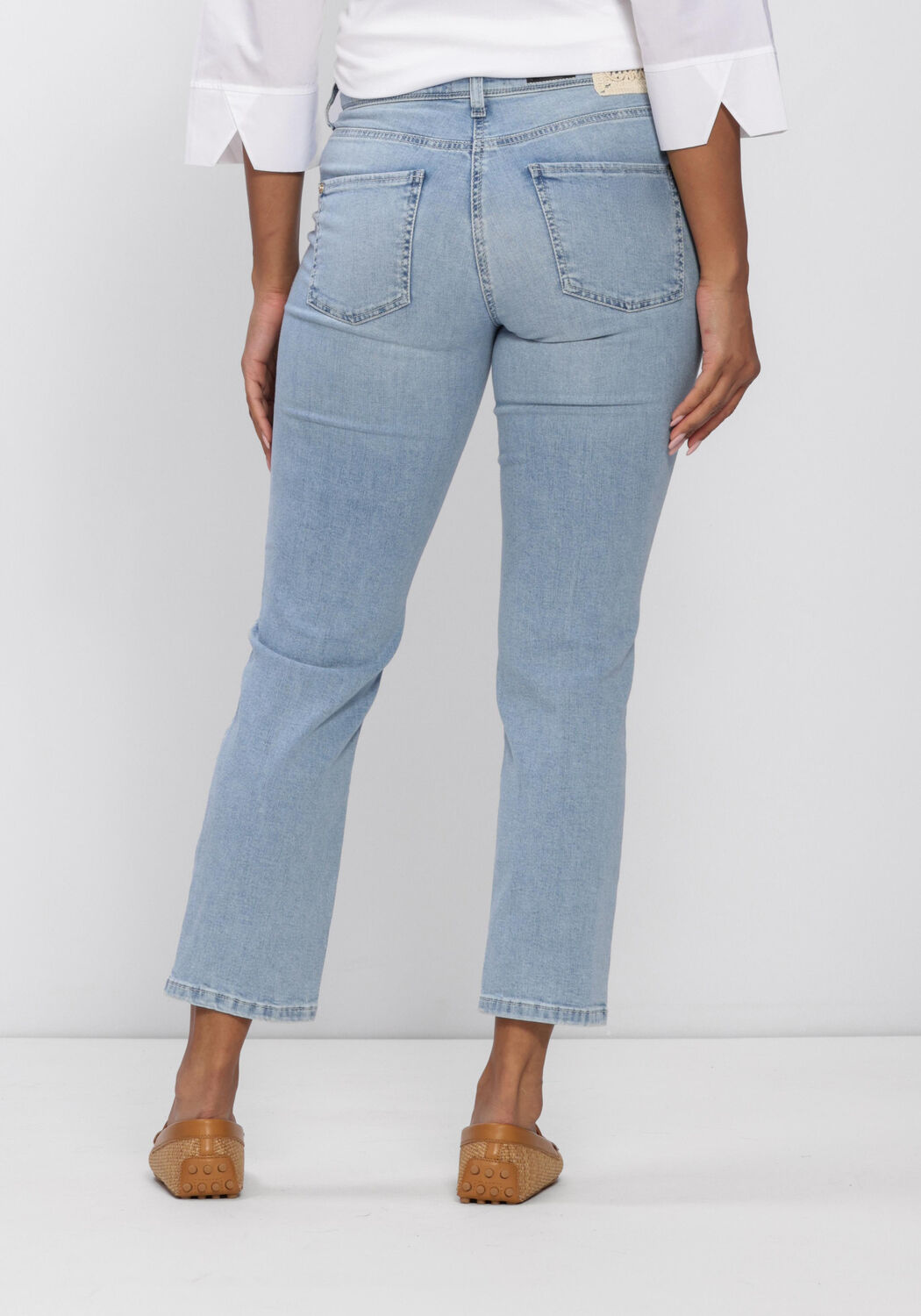 Lichtblauwe CAMBIO Slim fit jeans PIPER SHORT - large