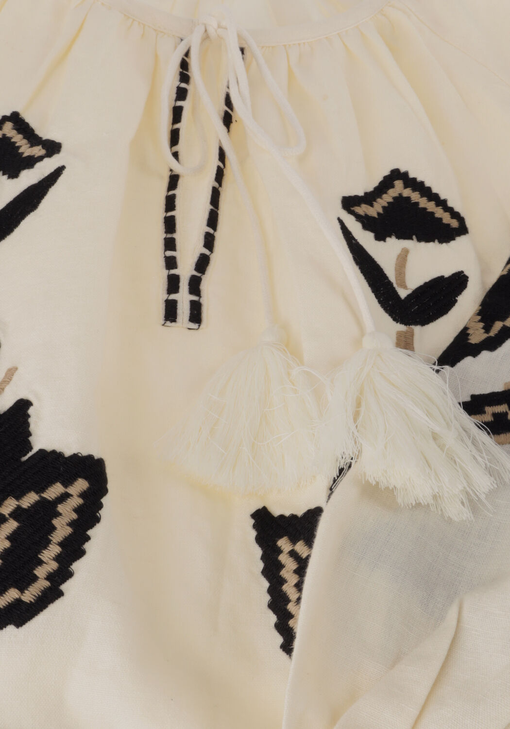 Gebroken wit SUMMUM Blouses TOP LINNEN HEAVY EMBROIDERY - large