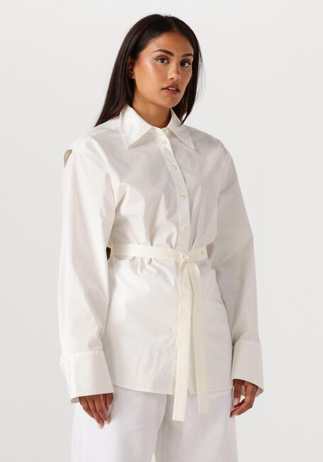 Witte ROHE Blouses POPLIN SILK COMBINED GILET SHIRT - large