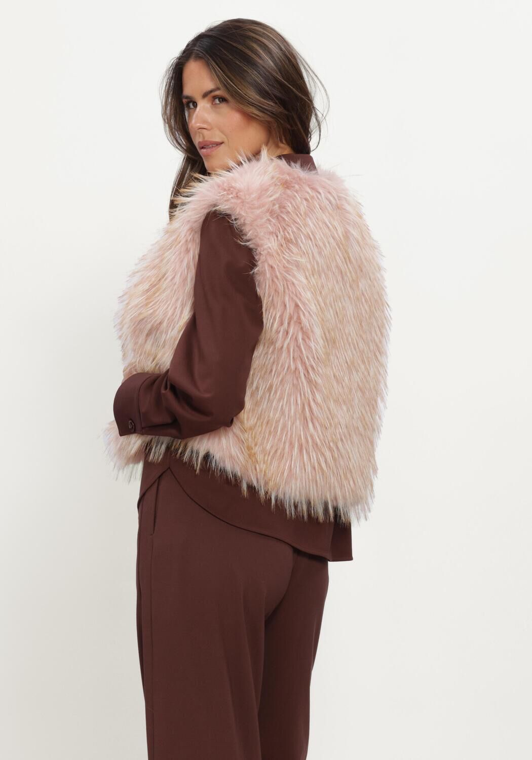 Roze LUISA CERANO Gilet BOHO-WESTE IN FELL-OPTIK - large
