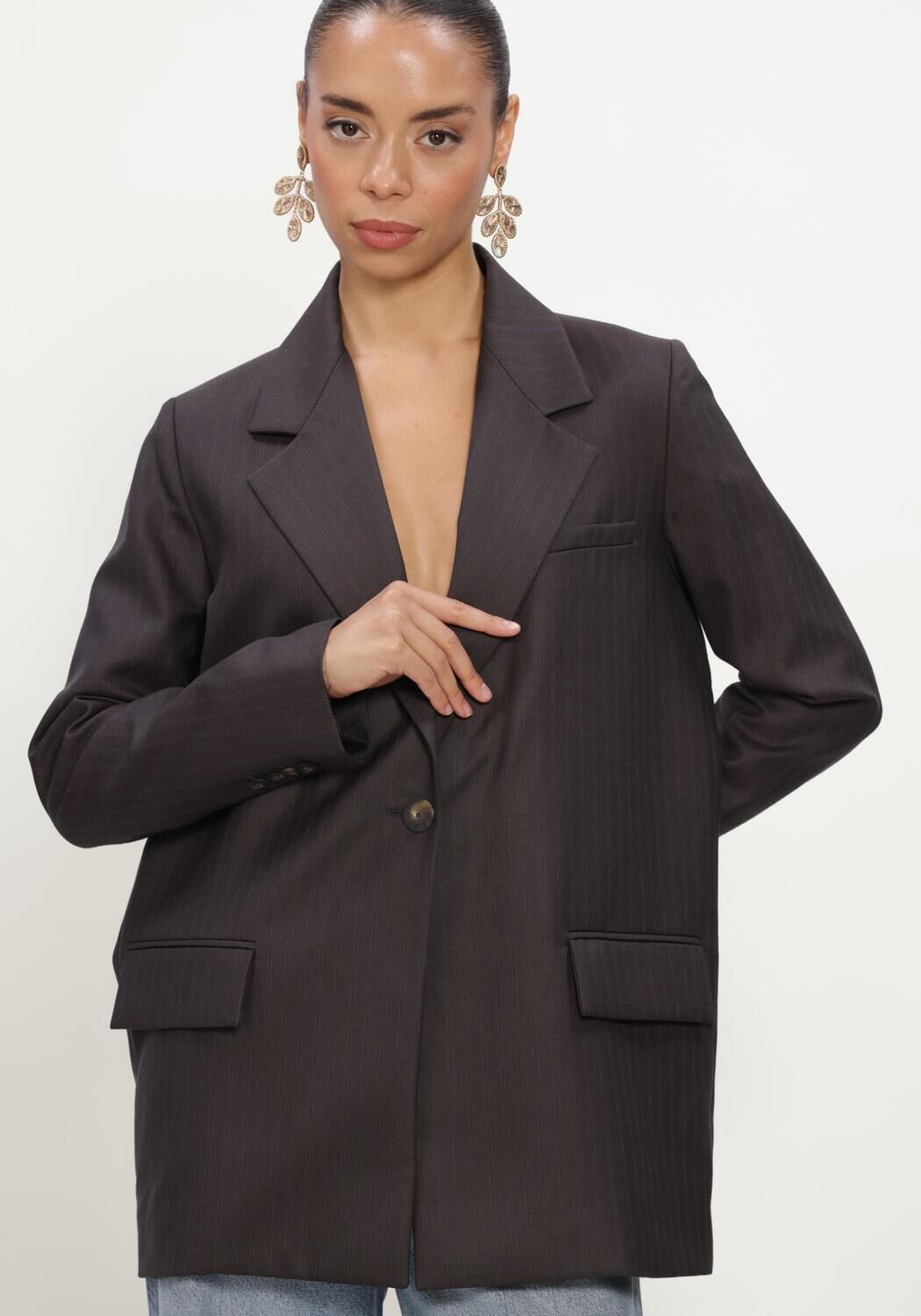 Donkergrijze MARGAUX LONNBERG Blazer NORTON VESTE - large