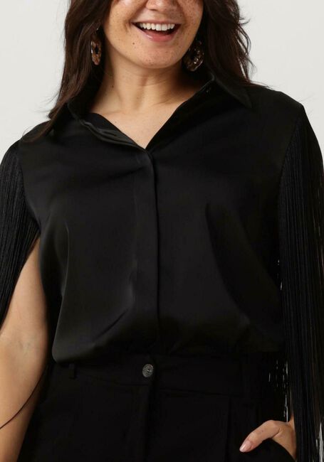 Zwarte ACCESS Blouse SHIRT WITH FRINGED SLEEVES - large