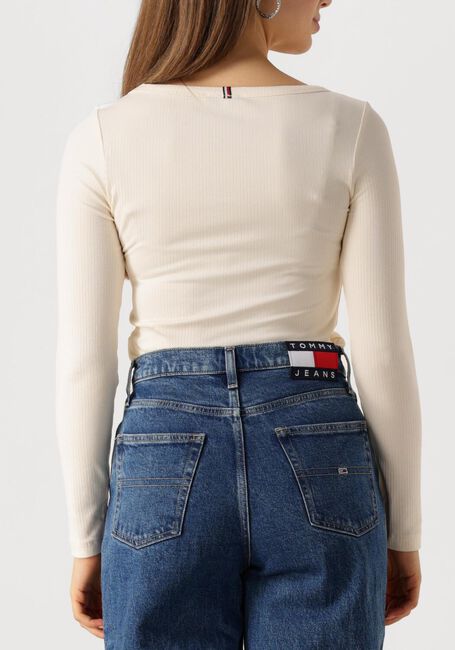Beige TOMMY HILFIGER Top SLIM 5X2 RIB O-NK LS - large